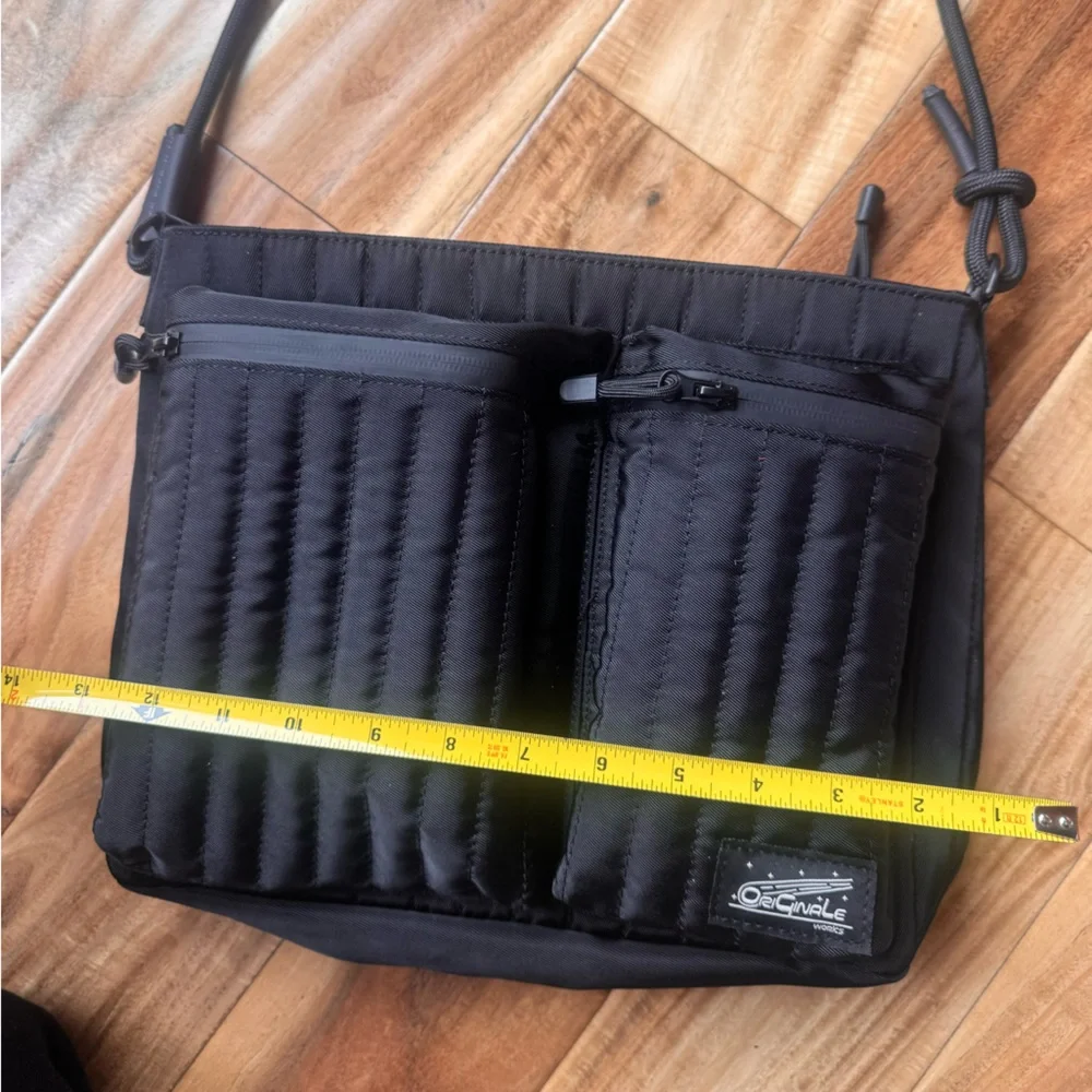NWOT Originale Works Black Quilted Messenger Bag